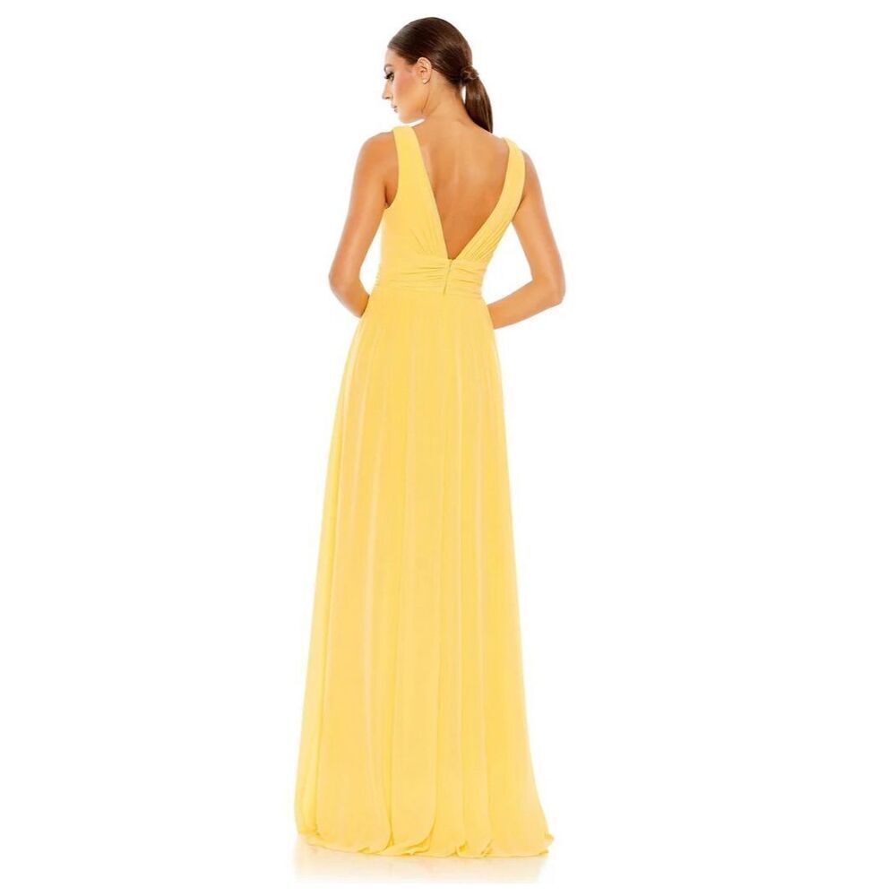 Ieena MAC DUGGAL Chiffon Wrap over A Line Gown in Buttercup Size 10